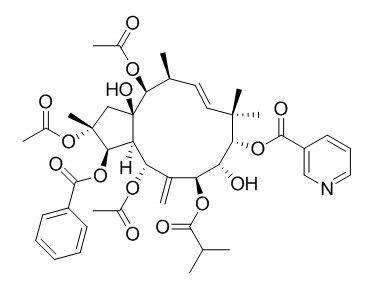 2,5,14-Triacetoxy-3-benzoyloxy-8,15-dihydroxy-7-isobutyroyloxy-9-nicotinoyloxyjatropha-6(17),11E-diene