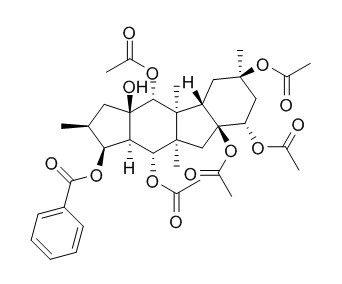 5,8,9,10,14-Pentaacetoxy- 3-benzoyloxy-15-hydroxypepluane